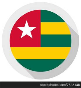 Flag of Togo, Round shape icon on white background, vector illustration