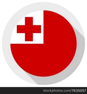 Flag of Tonga, Round shape icon on white background, vector illustration