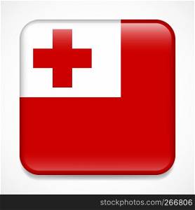 Flag of Tonga. Square glossy badge