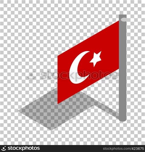 Flag of Turkey isometric icon 3d on a transparent background vector illustration. Flag of Turkey isometric icon