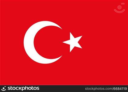 Flag of Turkey. Rectangular shape icon on white background, vector illustration.. Flag rectangular shape, rectangular shape icon on white background