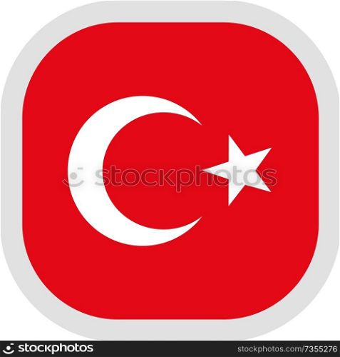 Flag of Turkey. Rounded square icon on white background, vector illustration.. Icon square shape with Flag on white background