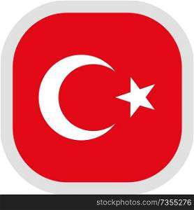 Flag of Turkey. Rounded square icon on white background, vector illustration.. Icon square shape with Flag on white background