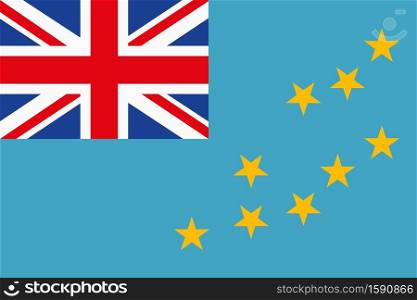 Flag of Tuvalu. Ellice Islands national banner and patriotic symbol. Official colors. Flat vector illustration.. Flag of Tuvalu. Official colors. Flat vector illustration