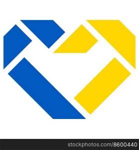 Flag of Ukraine, heart of paper ribbon.. Flag of Ukraine, heart of paper ribbon