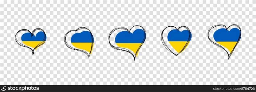 Flag of Ukraine in heart shape. Ukrainian national symbol. Vector illustration