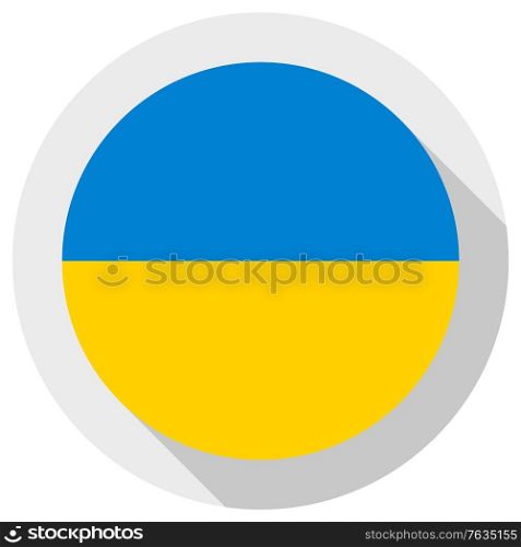 Flag of ukraine, round shape icon on white background, vector illustration