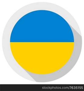 Flag of ukraine, round shape icon on white background, vector illustration