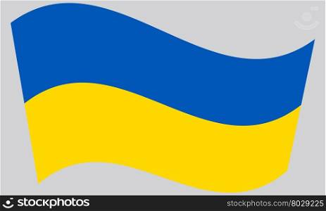 Flag of Ukraine waving on gray background. Flag of Ukraine waving