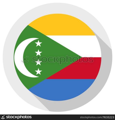 Flag of Union of the Comoros. rounded icon on white background, vector illustration.
