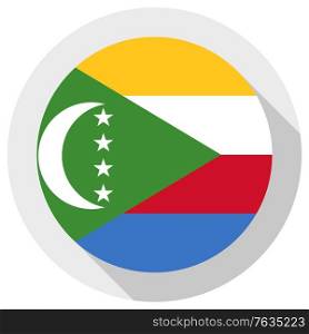 Flag of Union of the Comoros. rounded icon on white background, vector illustration.