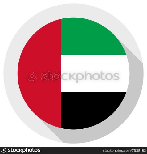 Flag of United Arab Emirates, round shape icon on white background, vector illustration