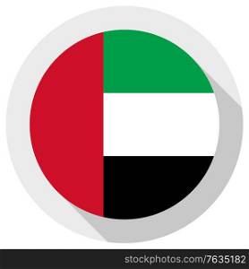 Flag of United Arab Emirates, round shape icon on white background, vector illustration