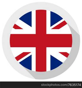 Flag of United Kingdom of Great Britain, round shape icon on white background, vector illustration