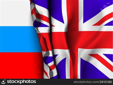 Flag of United Kingdom over the Russia flag. . Flag of United Kingdom over the Russia flag. Vector illustration that can be used as a concept of trade and political relations between the two countries