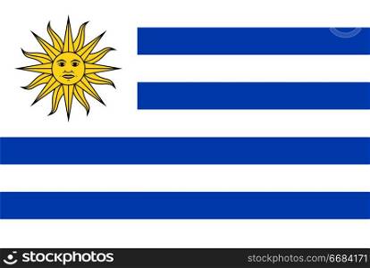 Flag of Uruguay. Rectangular shape icon on white background, vector illustration.. Flag rectangular shape, rectangular shape icon on white background