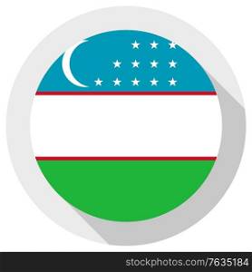 Flag of Uzbekistan, Round shape icon on white background, vector illustration