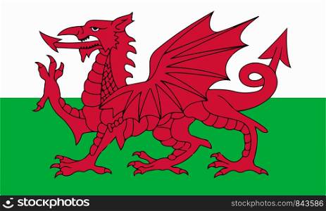 Flag of Wales close up Vector illustration eps 10.. Flag of Wales Vector illustration
