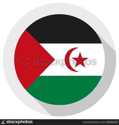 Flag of Western Sahara, Round shape icon on white background, vector illustration