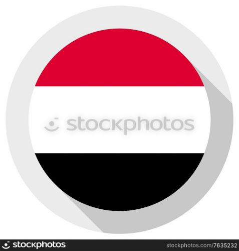 Flag of Yemen, Round shape icon on white background, vector illustration