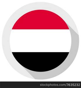 Flag of Yemen, Round shape icon on white background, vector illustration