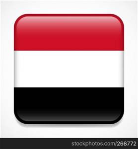 Flag of Yemen. Square glossy badge
