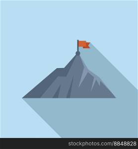 Flag on mountain icon flat vector. Top career. Peak concept. Flag on mountain icon flat vector. Top career