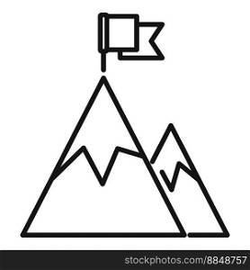 Flag on mountain way icon outline vector. Top career. Peak concept. Flag on mountain way icon outline vector. Top career