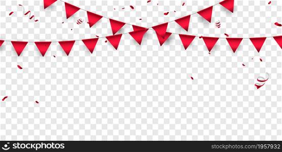 flag red confetti concept design template holiday Happy Day, background Celebration Vector illustration.