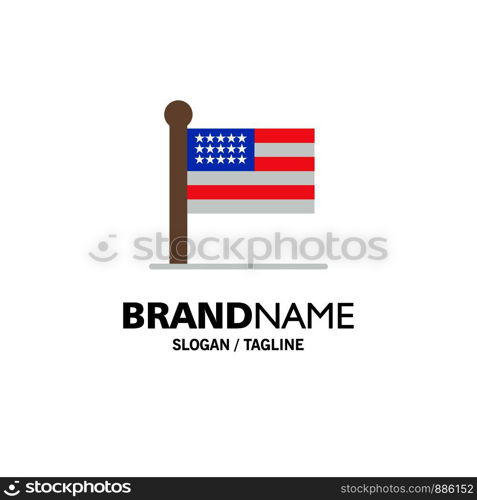 Flag, States, United, Usa Business Logo Template. Flat Color