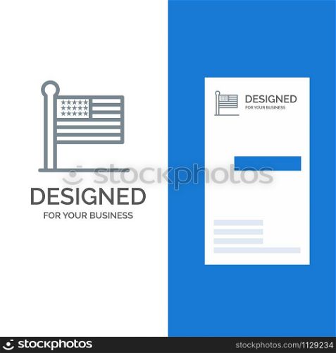 Flag, States, United, Usa Grey Logo Design and Business Card Template