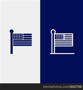 Flag, States, United, Usa Line and Glyph Solid icon Blue banner Line and Glyph Solid icon Blue banner