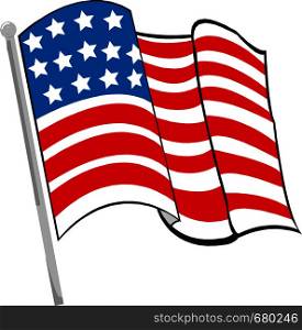 flag united states of america in flagpole waving. vector illustration