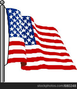 flag united states of america in flagpole waving. vector illustration