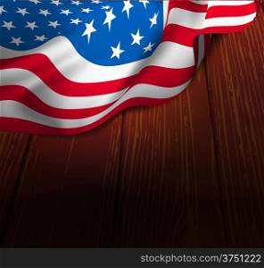 Flag USA on a wooden floor. Vector illustration