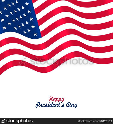 Flag USA Waving Wind for Happy Presidents Day, Patriotic Symbolic Vintage Decoration for Holiday or Celebration Backgrounds - Vector