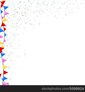 Flags and confetti on a white background. Vector illustration