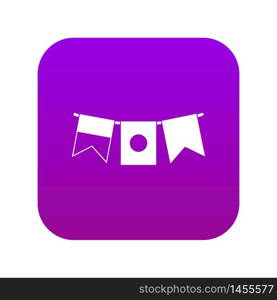 Flags icon digital purple for any design isolated on white vector illustration. Flags icon digital purple