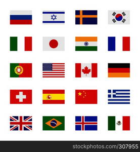 Flags icons in flat style. Simple vector flags of the countries. Flags flat icons