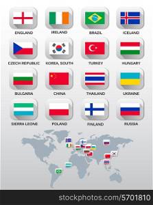 Flags of different countries. Vector.
