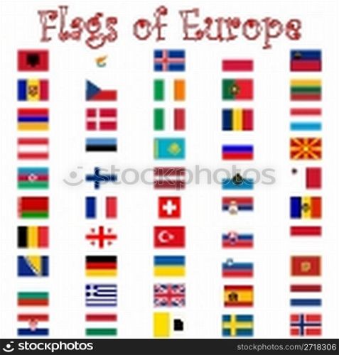 flags of europe against white background, abstract vector art illustration