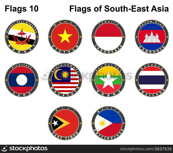 Flags of South-East Asia. Flags 10. Vector illustration