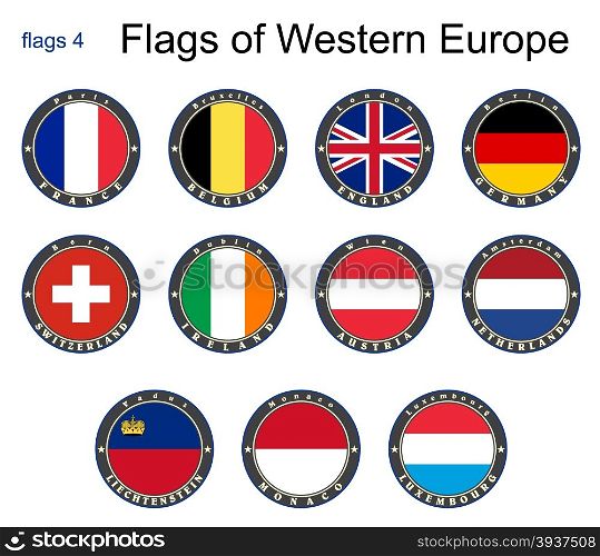 Flags of Western Europe. Flags 4. Vector.