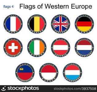 Flags of Western Europe. Flags 4. Vector.