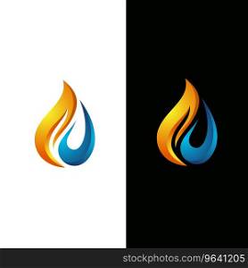 Flame and water drop logo template Royalty Free Vector Image