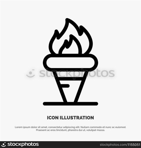Flame, Games, Greece, Holding, Olympic Line Icon Vector