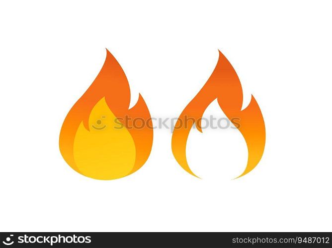 Flame icon. Fire, bonfire, burning emblem in flat design. Vector art