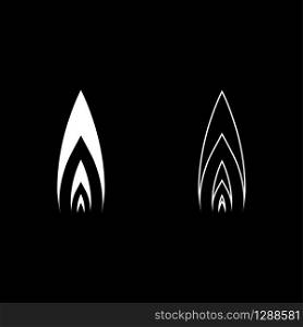 Flame icon outline set white color vector illustration flat style simple image. Flame icon outline set white color vector illustration flat style image
