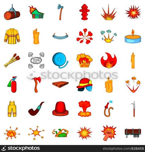 Flame icons set. Cartoon style of 36 flame vector icons for web isolated on white background. Flame icons set, cartoon style