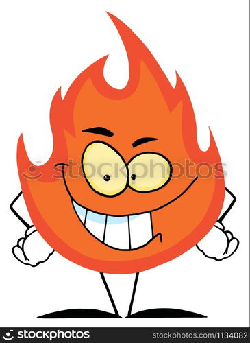 Flame Mascot Cartoon Character